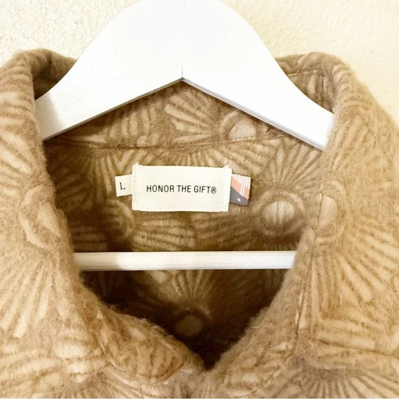Honor The Gift Floral Cover Jacquard Brocade Shirt Jacket Logo Patch Shacket
